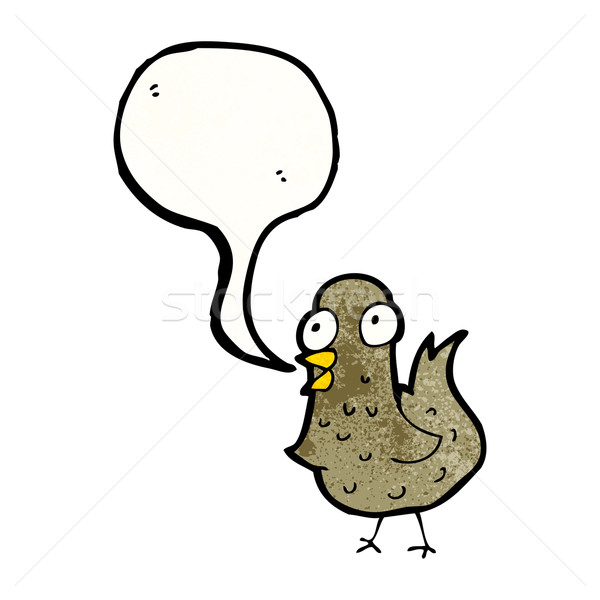 Desen animat pasăre cântat retro desen drăguţ Imagine de stoc © lineartestpilot