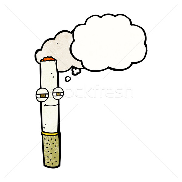 Cartoon heureux cigarette bulle de pensée main design [[stock_photo]] © lineartestpilot