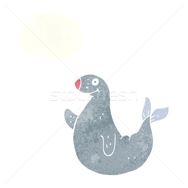 cartoon seal with thought bubble Stock photo © lineartestpilot