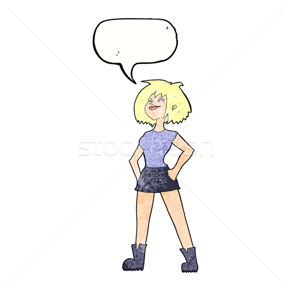 cartoon capable woman with speech bubble Stock photo © lineartestpilot