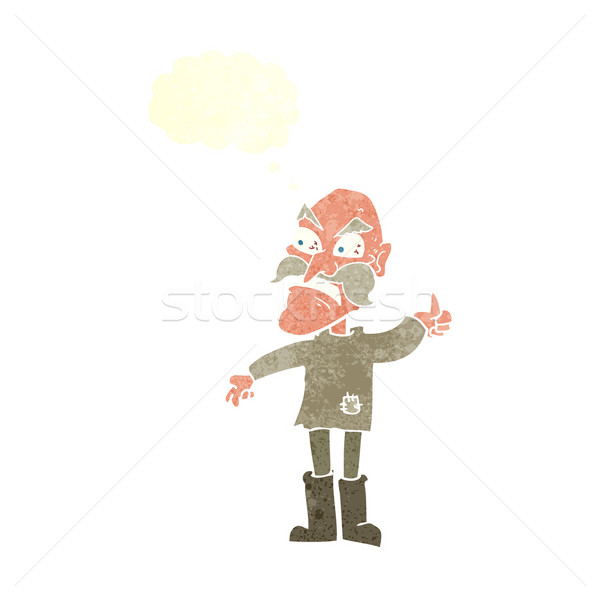 cartoon angry old man in patched clothing with speech bubble Stock photo © lineartestpilot