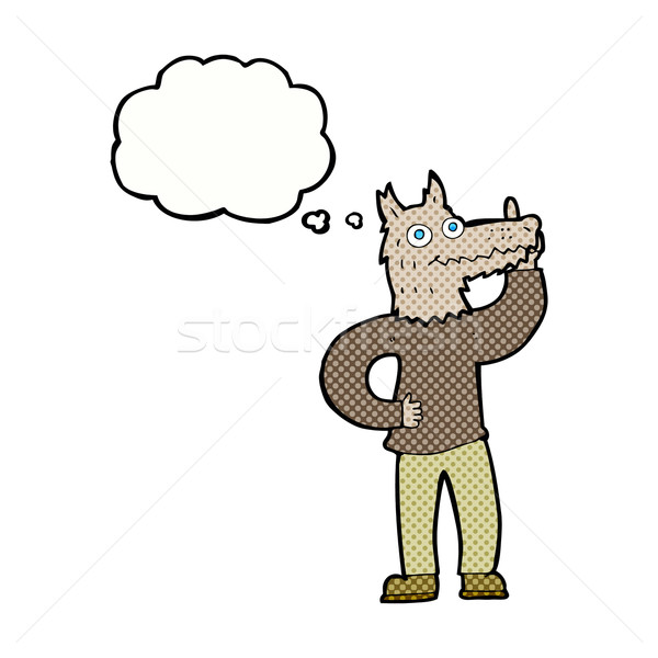 Cartoon hombre-lobo idea burbuja de pensamiento mano diseno Foto stock © lineartestpilot
