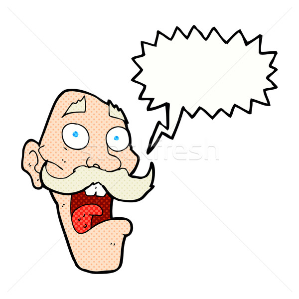 Cartoon bange oude man tekstballon hand man Stockfoto © lineartestpilot
