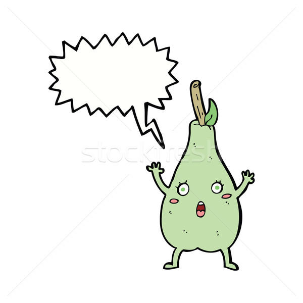 cartoon frightened pear with speech bubble Stock photo © lineartestpilot