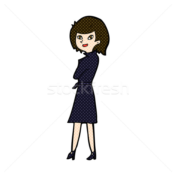 Komiks cartoon kobieta okop płaszcz retro Zdjęcia stock © lineartestpilot