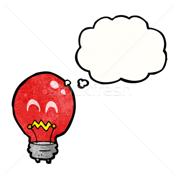 Luce rossa lampadina bolla di pensiero luce retro disegno Foto d'archivio © lineartestpilot