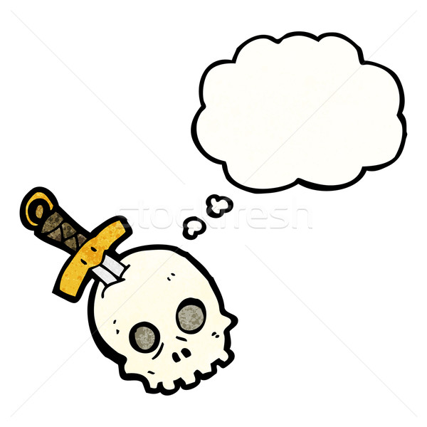 Cartoon crâne poignard rétro ballon dessin Photo stock © lineartestpilot