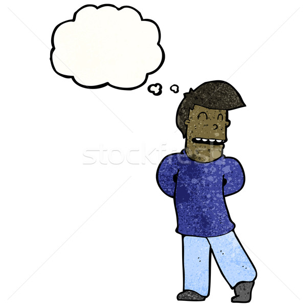 Karikatür utangaç adam sanat Retro düşünme Stok fotoğraf © lineartestpilot