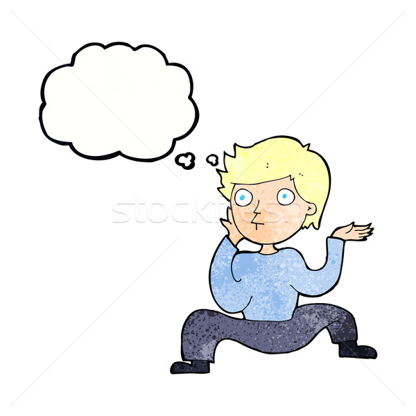 Desen animat băiat nebun dans bule gandire mână Imagine de stoc © lineartestpilot