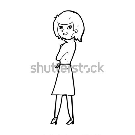 Komiks cartoon kobieta okop płaszcz retro Zdjęcia stock © lineartestpilot