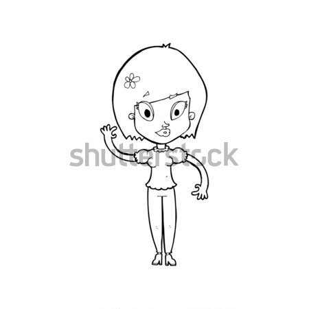 Dessinées cartoon femme mains hanches rétro [[stock_photo]] © lineartestpilot