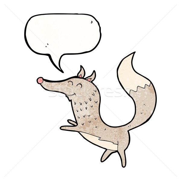 Desen animat fericit lup bule de vorbire mână proiect Imagine de stoc © lineartestpilot