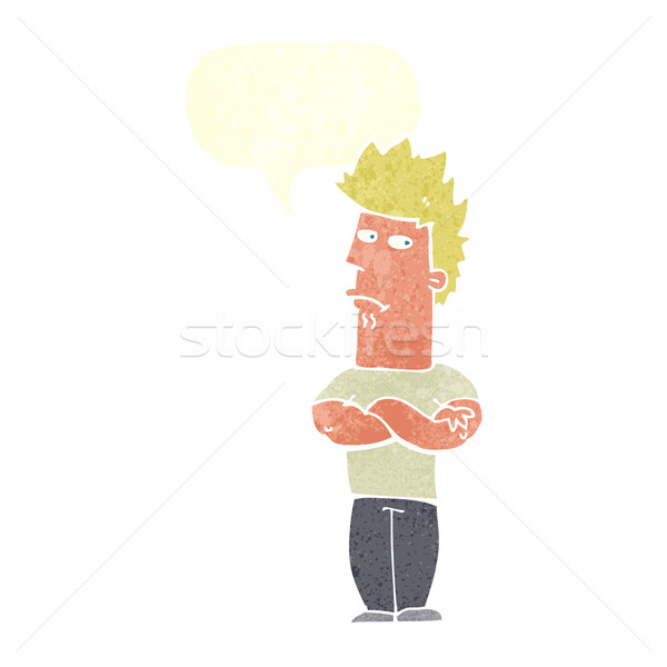 Cartoon homme boude bulle main design Photo stock © lineartestpilot