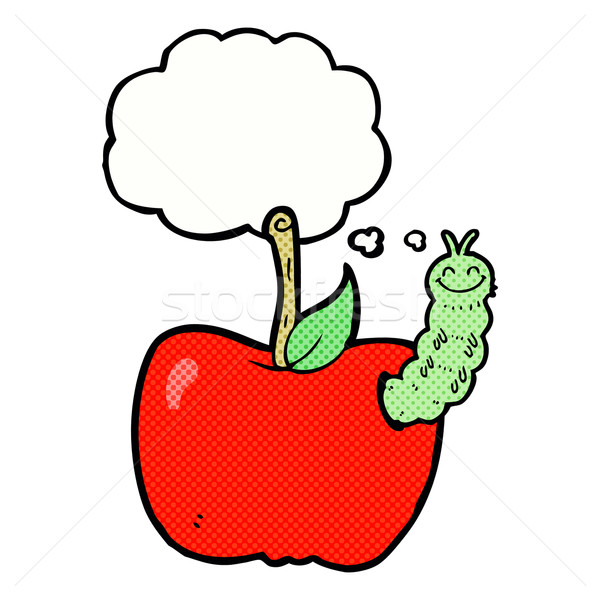 cartoon apple with bug with thought bubble Stock photo © lineartestpilot