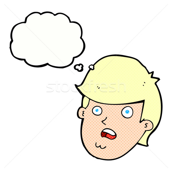 Cartoon hombre grande barbilla burbuja de pensamiento mano Foto stock © lineartestpilot