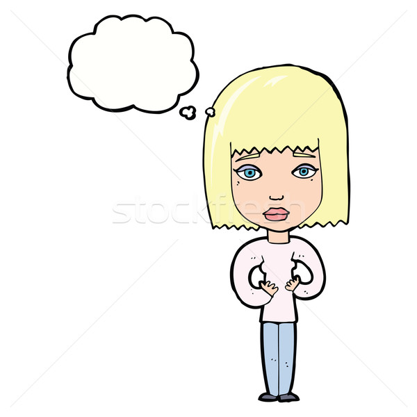 cartoon woman indicating self with thought bubble Stock photo © lineartestpilot