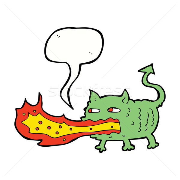 cartoon fire breathing imp with speech bubble Stock photo © lineartestpilot