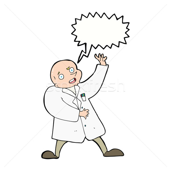 Karikatür deli bilim adamı konuşma balonu el dizayn Stok fotoğraf © lineartestpilot