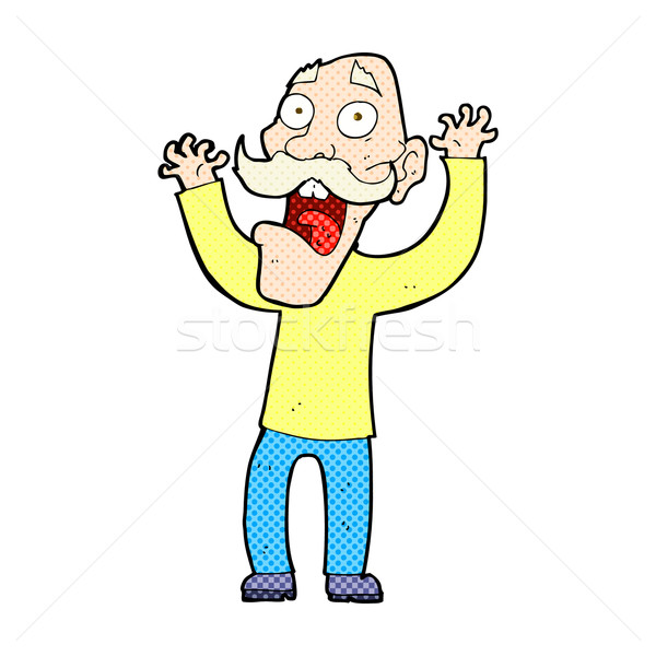 Komische cartoon oude man schrik retro Stockfoto © lineartestpilot
