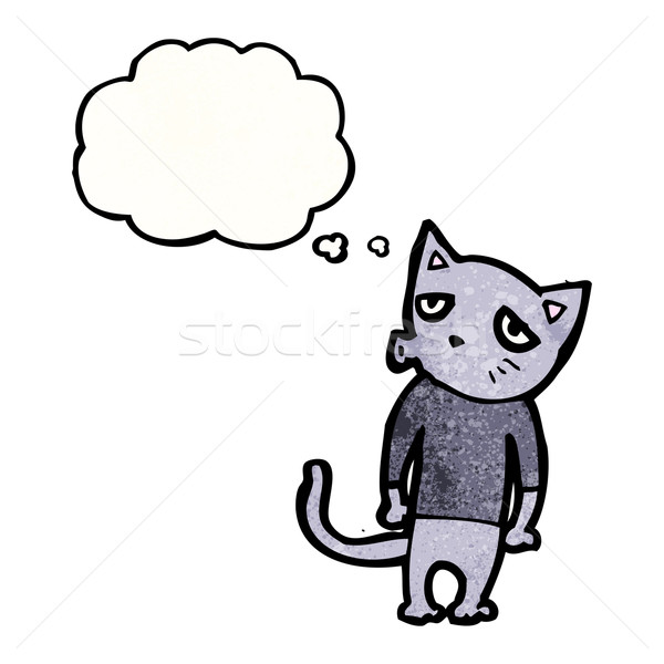 [[stock_photo]]: Cartoon · chat · bulle · de · pensée · parler · rétro · pense