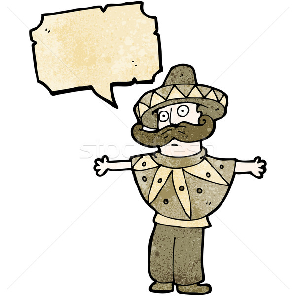 cartoon man in mexican poncho costume Stock photo © lineartestpilot