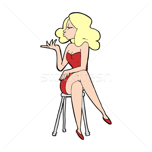 漫画 女性 座って バー スツール 手 ストックフォト © lineartestpilot