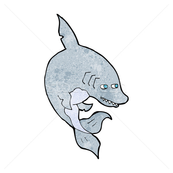 Engraçado desenho animado tubarão projeto arte retro Foto stock © lineartestpilot