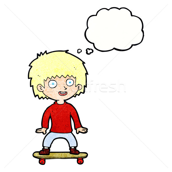 Cartoon nino skateboard burbuja de pensamiento mano hombre Foto stock © lineartestpilot