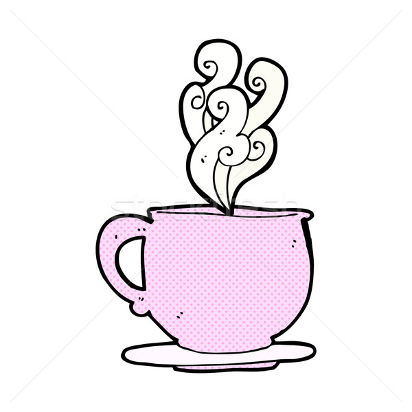 Fumetto cartoon tazza da tè zollette di zucchero retro Foto d'archivio © lineartestpilot