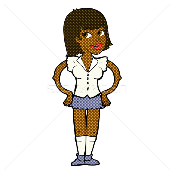 Dessinées cartoon femme mains hanches rétro [[stock_photo]] © lineartestpilot