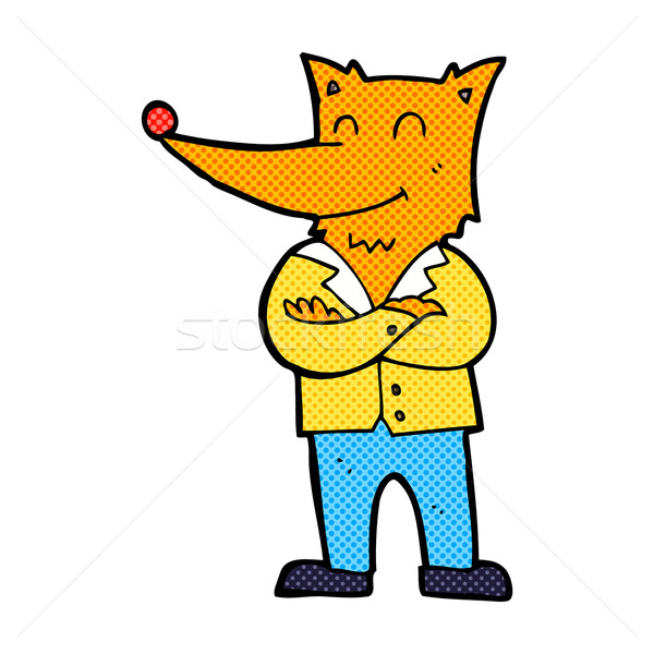 Cômico desenho animado raposa camisas retro Foto stock © lineartestpilot