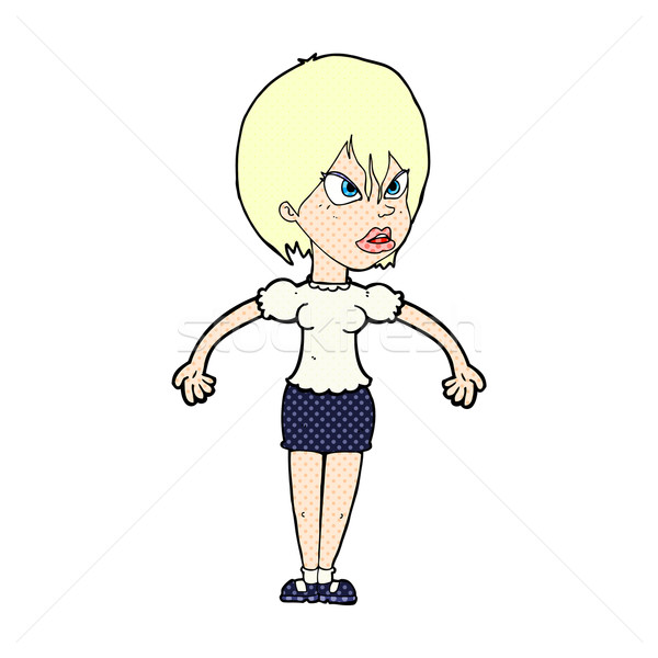 Cômico desenho animado irritado mulher retro Foto stock © lineartestpilot