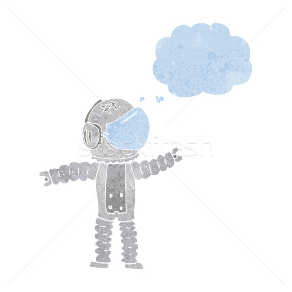 Karikatur Astronaut Gedankenblase Hand Mann Design Stock foto © lineartestpilot