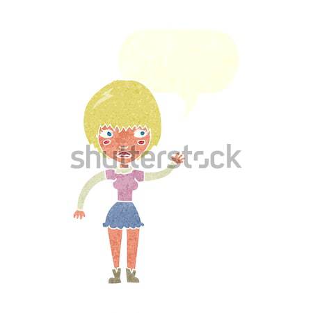 Stock photo: cartoon tough woman with thought bubble