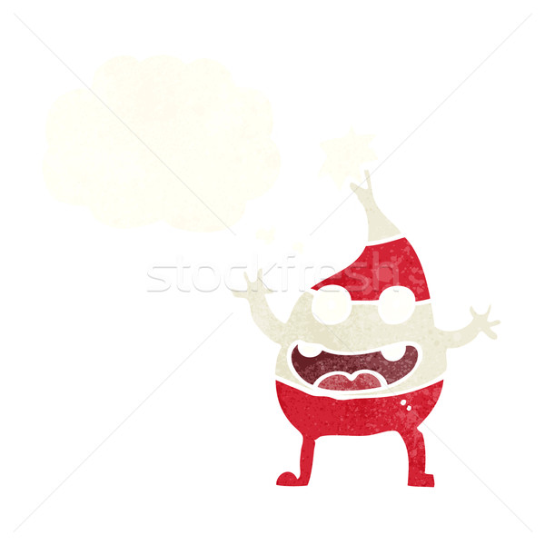 Karikatur funny Weihnachten Geschöpf Gedankenblase Hand Stock foto © lineartestpilot