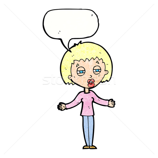 Desen animat suspect femeie bule de vorbire mână ochi Imagine de stoc © lineartestpilot