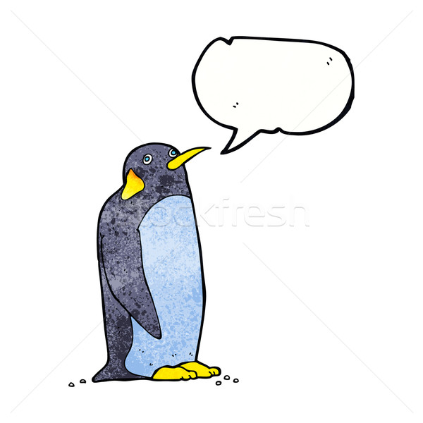 Stock photo: cartoon penguin with speech bubble