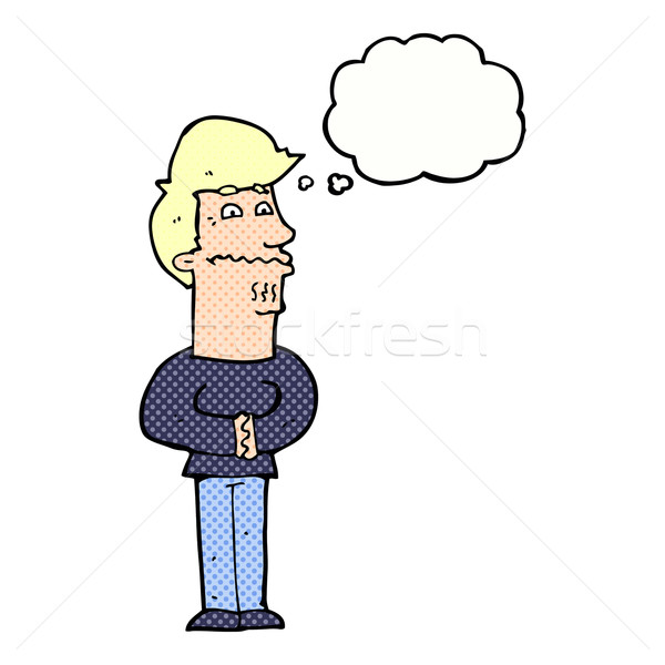 Cartoon nerveus man gedachte bel hand ontwerp Stockfoto © lineartestpilot