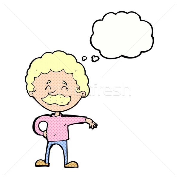 Desenho animado homem acampamento gesto balão de pensamento Foto stock © lineartestpilot