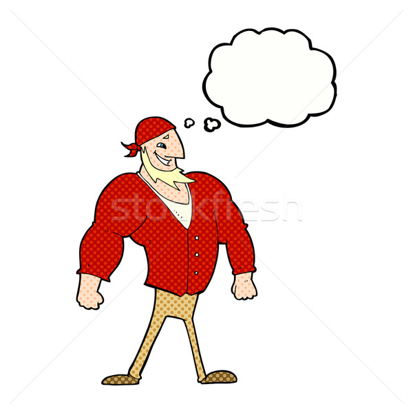 cartoon manly sailor man with thought bubble Stock photo © lineartestpilot