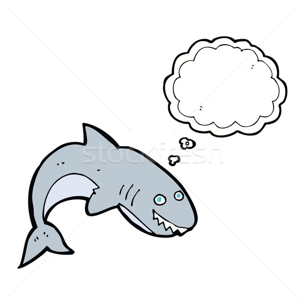Karikatür köpekbalığı düşünce balonu el dizayn sanat Stok fotoğraf © lineartestpilot
