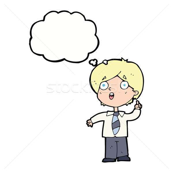 cartoon schoolboy answering question with thought bubble Stock photo © lineartestpilot
