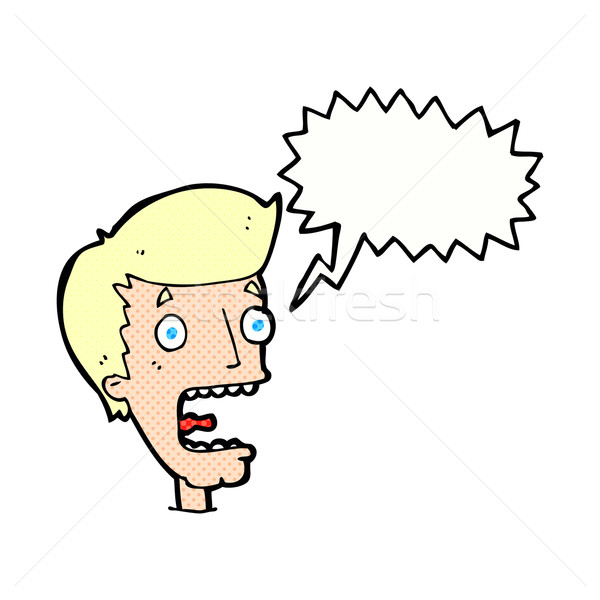 Stock photo: cartoon terrified man with speech bubble
