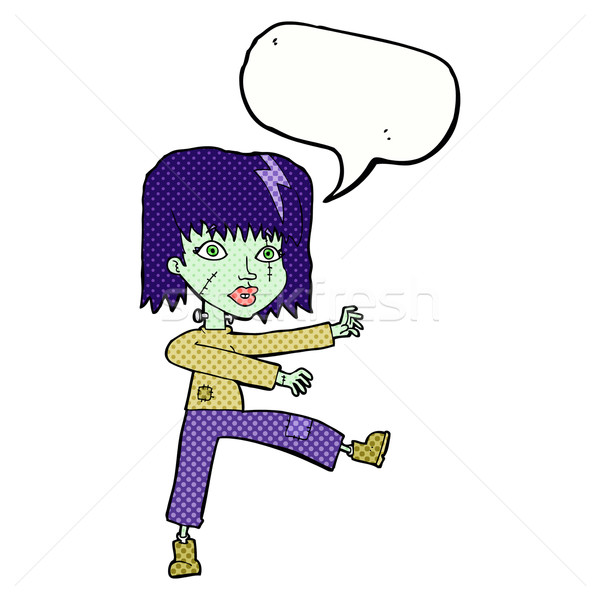 Rajz zombi lány szövegbuborék nő kéz Stock fotó © lineartestpilot