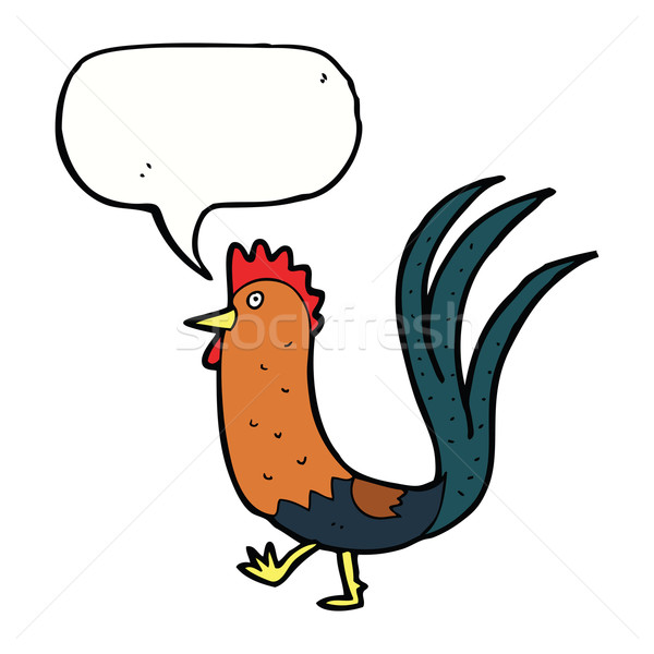 cartoon cockerel with speech bubble Stock photo © lineartestpilot