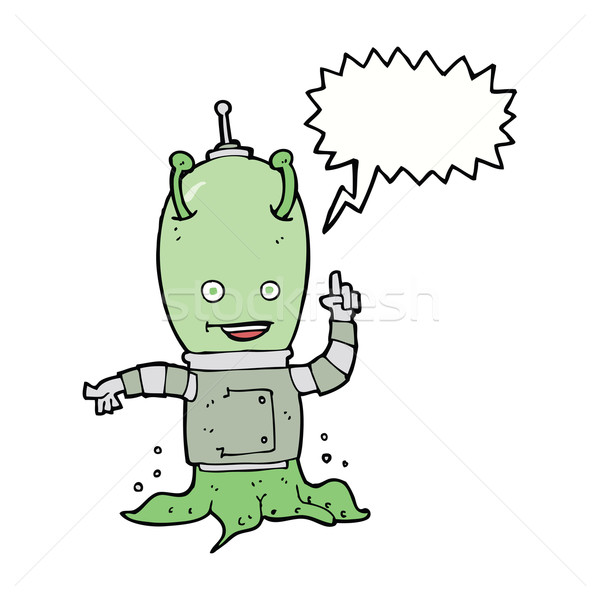 Desenho animado alienígena astronauta balão de fala mão projeto Foto stock © lineartestpilot