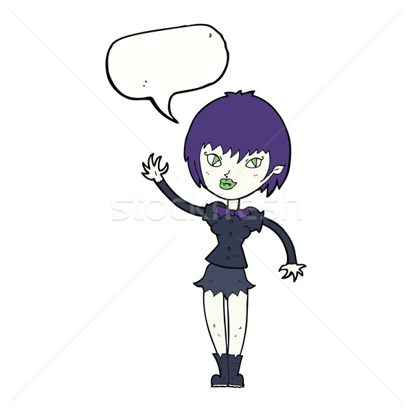 Cartoon vampier meisje tekstballon vrouw hand Stockfoto © lineartestpilot