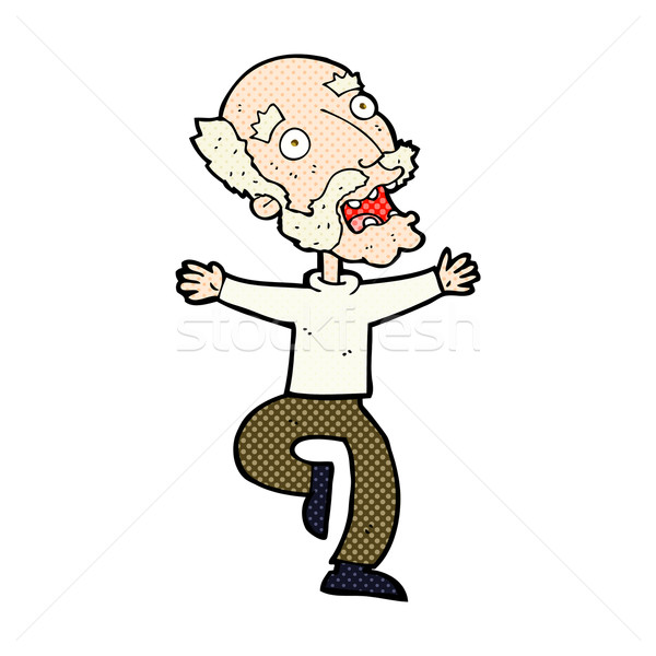 Komische cartoon oude man schrik retro Stockfoto © lineartestpilot