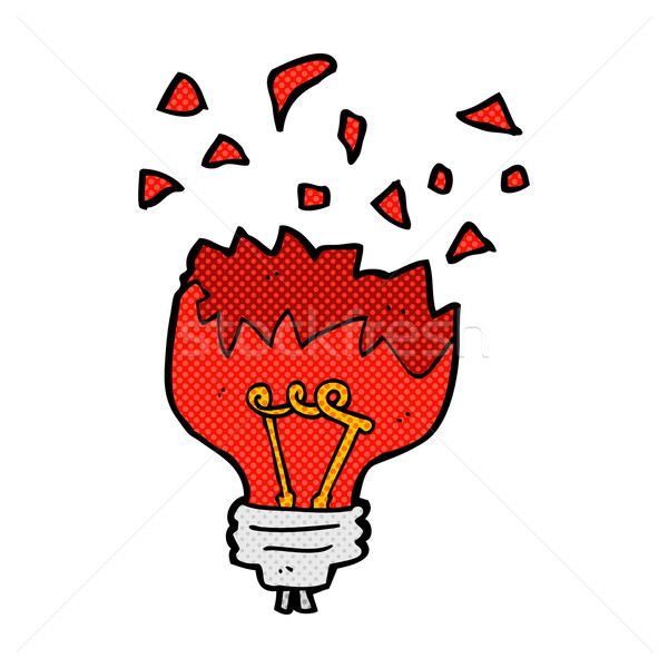 Fumetto cartoon luce rossa lampadina retro Foto d'archivio © lineartestpilot