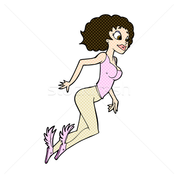 comic cartoon flying woman Stock photo © lineartestpilot